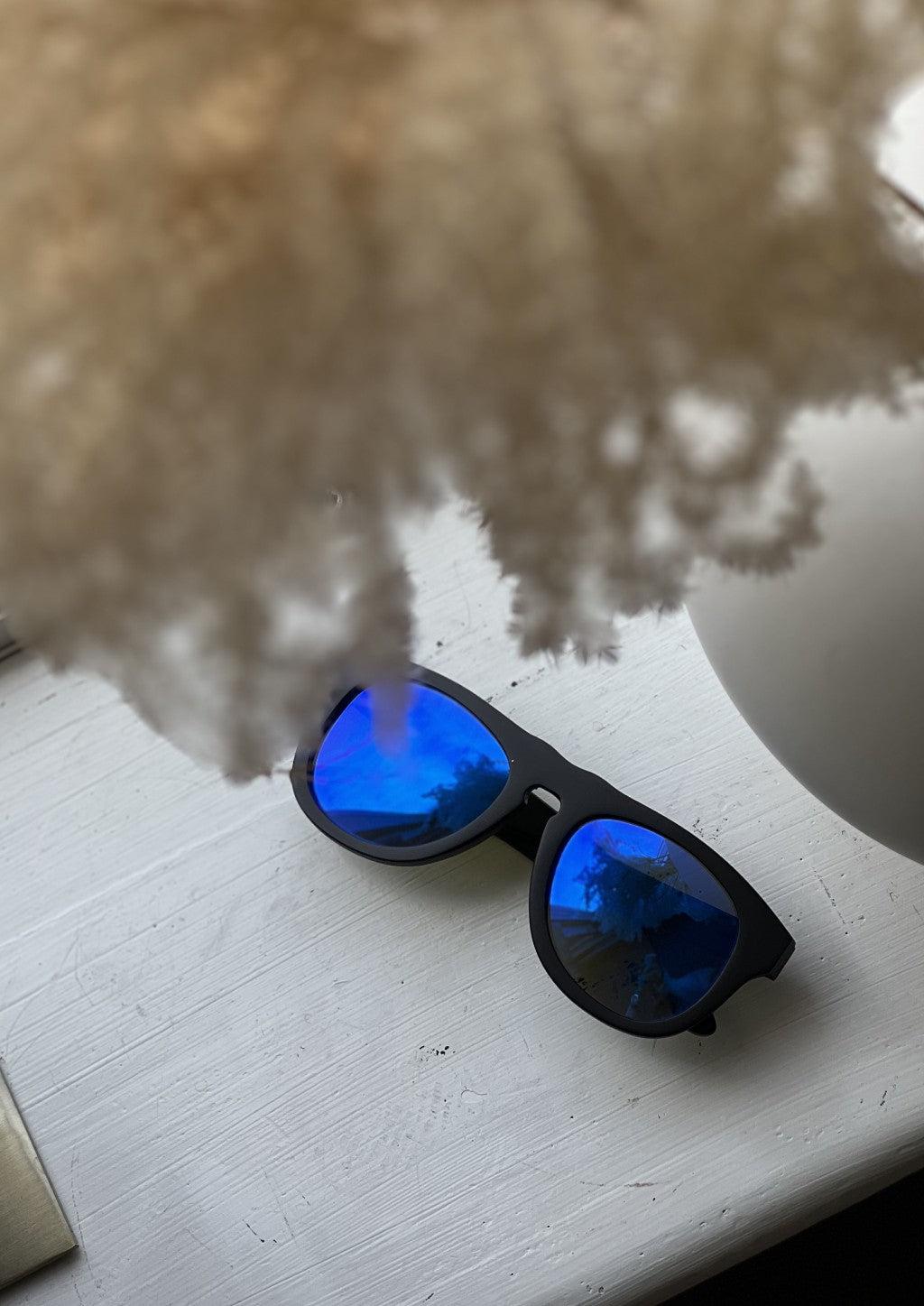 Limited Eyewood Dream - Black - Wayfarer/Aviator - Blue Mirror Lenses-4