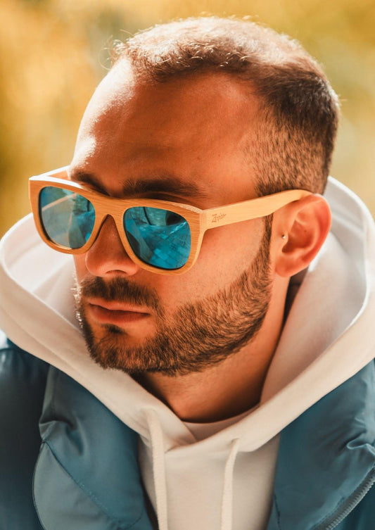 Limited Eyewood Dream - Brown - Wayfarer - Blue Mirror-0